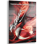 Atatürk Sözleri 3 Cam Tablo - Dikey Motif 02-010