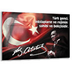 Atatürk Sözleri 4 Cam Tablo - Yatay Motif 01-004