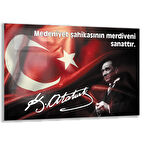 Atatürk Sözleri 4 Cam Tablo - Yatay Motif 01-008