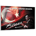 Atatürk Sözleri 4 Cam Tablo - Yatay Motif 01-009