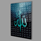 Esmaül Hüsna Allah’ın İsimleri Sıfatları Dini İslami Duvar Dekoru Cam Tablo 4mm Dayanıklı Temperli