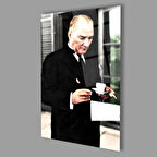 Atatürk Cam Tablo 4mm Dayanıklı Temperli Cam, Atatürk Glass Wall Art