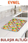 Desenli Bulaşık Altlığı, Bulaşık Kurutma Matı 34X44 cm Tezgah Üstü Bulaşık Suyu Emici
