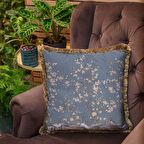 Adawall Mavi Çiçek Tasarımlı Dekoratif Kırlent