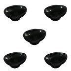 5 Adet Porselen Siyah Taş Düğme Tek Vidalı Mobilya Dolap Kulp