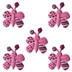 5 Adet Çocuk Odası Mobilya Kulp Dolap Düğme Pembe Kelebek