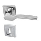 Hira Eda Kare Rozetli Kapı Kolu Nikel Saten Oda