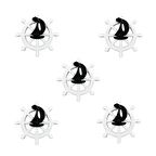 5 Adet Çocuk Odası Mobilya Kulp Düğme Gemici Dümeni Siyah