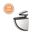 20 Adet Pelikan Cam Raf Tutucu Etejer Parlak Krom Metal Kırılmaz