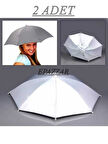 2 Adet Beyaz Plaj Yazlık Kafa Şemsiyesi Lastikli Güneşlik Şapka Şemsiye Beyaz 2 Adet Şemsiye