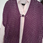 Kadın el örgüsü ajurlu % 100 pamuklu yelek