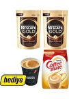 Nescafe Gold Hazır Kahve 200 gr x 2 Adet + Coffee Mate 500 gr + 7 Oz Karton Bardak 100'LÜ