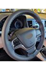 Hyundai Elentra Uyumlu Deri Dikmeli Direksiyon Kılıfı Soft Mavi Ipli (38CM 10CM)