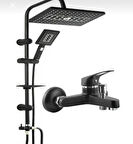 Lüx Siyah Robot Tepe Duş Seti Modern Şık Tasarım