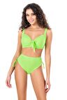 Endeep Kadın Fiyonk Detaylı Yeşil Büyük Beden Bikini Takımı