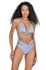 Endeep Kadın Buz Mavisi Çapraz Detaylı Üçgen Bikini Takımı