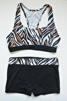 Beria Kadın Kaplan Desenli Şortlu Bikini Takımı