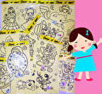 10 Adet KIZ MODEL A4 Boyutunda Kum boyama Seti