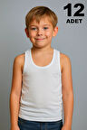 Erkek Çocuk Atleti %100 Pamuk Oval Yaka 12'li Paket
