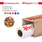 Feyza Bilişim® Premium Mat Coated Kağıt (Kaplamalı) 130 gr Rulo 62 cm x 50mt (1 Rulo)