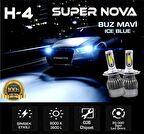 SuperNova Buz Mavi H4 Simsek Etkili Zenon COB Led Xenon Led Headlight