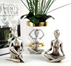 Yogacı Kız Biblo 3 Lü Gümüş Renk