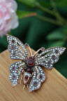 STONEAGE Kelebek Broş Yaka İğnesi Yakut Taşlı