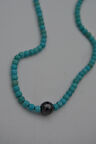 STONEAGE JEWELLERY Hematit ve Turkuaz Taşlı Metalsiz Kolye