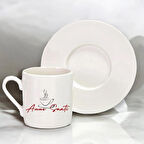  🌸✨ Anne Saati Desenli Hediyelik Tekli Türk Kahve Fincanı - Porselen 100 ml ✨🌸