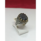 Siyah Oniks Taşlı Gümüş Erkek Yüzük