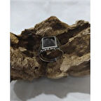 Dikdörtgen İşlemeli Siyah Taşlı Gümüş Erkek Yüzük