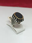 Siyah Oniks Taşlı 925 Ayar Gümüş Erkek Yüzük