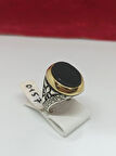 Siyah Taşlı Gümüş Erkek Yüzük