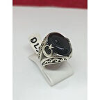 Siyah Taşlı Gümüş Erkek Yüzük