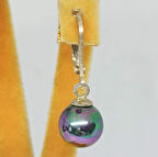 Orijinal Siyah inci Gümüş Küpe