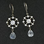 Orijinal Beyaz Zirkon Damla Taşlı Gümüş Kadın Küpe