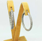 Jumbo Halka Beyaz Taşlı Gümüş Küpe