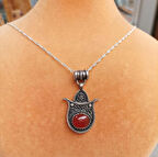 Lale Tasarımlı Otantik Akik Taşlı Gümüş Kolye