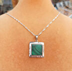 Orijinal Malakit Taşlı Gümüş Kadın Kolye