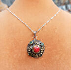 Orijinal Mercan Taşlı Gümüş Kadın Kolye