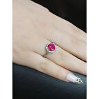 Aşk Yıldızı Modeli Kırmızı Taşlı Gümüş Yüzük