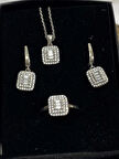 Gümüş Beyaz Taşlı Kadın Set