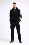 Erkek Şeritli Kapüşonlu Sweatshirt Oversize  Iplik Pamuklu - Siyah