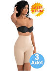 Uniquetrenders Kadın Dikişsiz İnceltici ve Toparlayıcı Lazer Kesim Yüksek Bel Paçalı Korse 3'lü Set