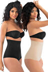 Uniquetrenders Kadın Lazer Kesim  İnceltici ve Toparlayıcı Yüksek Bel Slip Korse 2'li Set