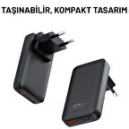 65W GaN Hızlı Şarj Cihazı – Çift Port (USB-A + USB-C), Akıllı Isı Kontrolü, Seyahat Dostu Kompakt Tasarım