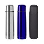 Forzacase Paslanmaz Çelik 500 ml 12 Saat Sıcak Soğuk Tutan Çay Kahve Su Termosu Deri Kılıflı - FC044