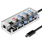 Forzacase Type-C to 4 Port USB Çoğaltıcı + 1 Port Ethernet Switch Hub Adaptör - FC829
