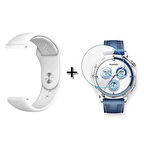 Forzacase Huawei Watch GT 5 Pro 46mm ile uyumlu Silikon Kordon Kayış + Kırılmaz Cam Koruma - FC875