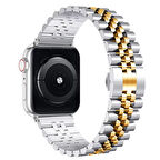 Forzacase Apple Watch 38 / 40 / 41  ile uyumlu Rolex Tasarım Metal Kordon Kayış - FC879